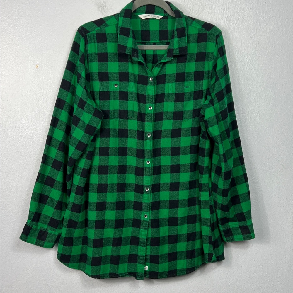 Woolrich Green & Black Buffalo Check Long Sleeve Flannel Button Front Shirt XL